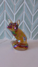 Estatueta de raposa de vidro Fenton carnaval âmbar iridescente com adesivo original comprar usado  Enviando para Brazil