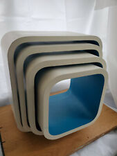 Retro Vintage 4 Floating Cube Shelves 1970's 4 Different Sizes Nesting Tables, used for sale  UK
