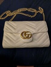 Bolsa de ombro Gucci GG Marmont dourada ferragem mini couro branco comprar usado  Enviando para Brazil