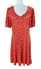 Vestido Lascana Rojo Floral Tejido Mujer 12 Puff Mangas Cortas Cuello Novia segunda mano  Embacar hacia Argentina