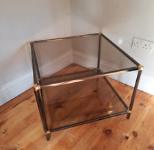 Vintage Glass Top Two Tier Metal Coffee Table 58cm x 58cm for sale  Shipping to South Africa