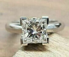 1.50Ct Princess cut Moissanite Solitaire Engagement Ring Solid 14k White Gold, used for sale  Shipping to South Africa