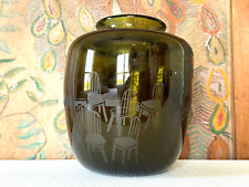Usado, Jarrón vintage de vidrio grabado Flo Perkins con diseño de silla - firmado segunda mano  Embacar hacia Argentina