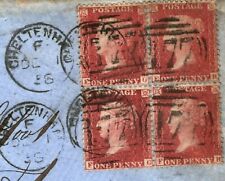 GB SG.40 BLOCK OF FOUR 1d Red Star Cover Glos Cheltenham Cat £100+ 1858 13b.30, usado comprar usado  Enviando para Brazil