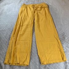 Pantalones Old Navy para mujer pequeños informales de mezcla de lino amarillo mostaza holgados pierna ancha, usado segunda mano  Embacar hacia Argentina