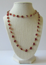 SWAROVSKI Gold-Tone Red Chrystal Long Necklace for sale  Shipping to South Africa