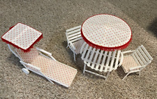 Barbie Sized - Outdoor Patio Furniture - Table, Chairs, Umbrella & Lounge Chair, used for sale  Shipping to South Africa