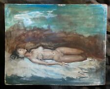 WONDERFUL SPANISH SCHOOL OIL ON BOARD VINTAGE IMPRESSIONIST PAINTING NUDE WOMAN for sale  Shipping to Canada