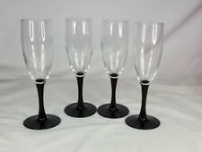 Vintage Black Stem Champagne Flute Wine Glasses Set of 4 for sale  Shipping to South Africa