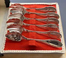 Bellini 6 Silver Plate Demitase Spoons Set ~ Prata 90 Silver Brazil In Gift Box for sale  Shipping to South Africa