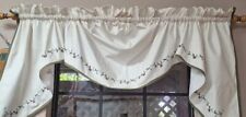 Juego de 2 cortinas de campo vintage cenefas blancas talla 29""x106"" bordado segunda mano  Embacar hacia Argentina