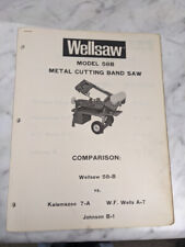 Used, WELLSAW SALES BROCHURE COMPARISON MODEL #58B BAND SAW VS 7-A KALAMAZOO WELLS A-7 for sale  Shipping to South Africa
