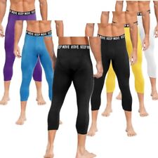 Men's Leggings Athletic 3/4 Compression Baselayer Tight Pants Running Bottoms for sale  Shipping to South Africa