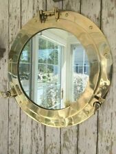 Varanda espelhada 24" ~ Acabamento em latão brilhante ~Grande decoração de espelho de parede cabine náutica comprar usado  Enviando para Brazil