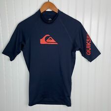 Quiksilver Rash Guard Masculino Tamanho Pequeno Azul Marinho Manga Curta Surf Praia Sol Piscina comprar usado  Enviando para Brazil