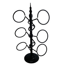 6 Bottle Wine Rack Wrought Iron Sturdy Countertop Black Finial 50cm High VGC for sale  Shipping to South Africa