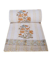 Indian Handmade Bedspread Single Throw Floral Printed Gudari Cotton Kantha Quilt for sale  Shipping to South Africa