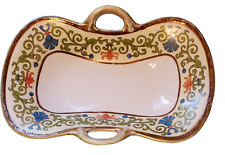 Bandeja de platos antigua de porcelana pintada a mano Nippon Japón con mango rectangular 11" segunda mano  Embacar hacia Argentina