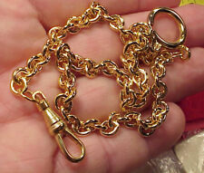 Vintage Gold PLated Medium Cable Link Mans Pocket Watch Chain 14 pulgadas  segunda mano  Embacar hacia Mexico
