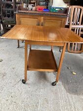 Used, Vintage Mid Century Brown Wooden Drop Leaf Table Trolley with Castors & Shelf for sale  Shipping to South Africa