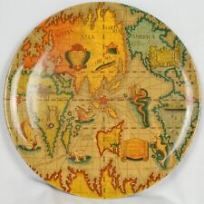 Bandeja de globo de melamina de 13"" de diámetro mapa del viejo mundo decoración de mesa paisaje segunda mano  Embacar hacia Argentina