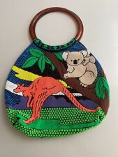 Bolsa tote vintage retrô década de 1970 plástico com miçangas coala canguru alça de argola - RARA comprar usado  Enviando para Brazil
