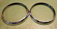 PAIR OF VINTAGE CLASSIC CAR 7" HEADLAMP CHROME RIMS for sale  Shipping to South Africa