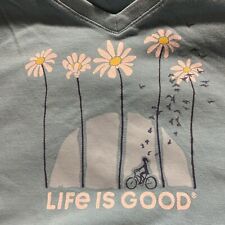 Camiseta Life Is Good Feminina Flower Biking Manga Curta Azul Claro Tamanho XXL comprar usado  Enviando para Brazil