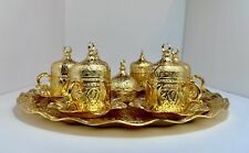 vtg COMPLETE Ottoman Style Turkish Coffee & Tea Set for 6 w/ Tray TULIP DESIGN for sale  Shipping to South Africa