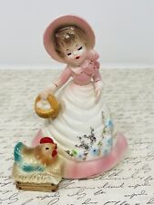 Estatueta vintage Josef Originals cesta rosa menina ovo galinha dias coloniais americanos, usado comprar usado  Enviando para Brazil