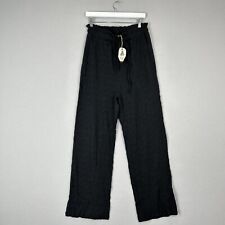 Easel Womens Pants Medium Black Gauze Wide Leg Lagenlook Lounge Travel Coastal, used for sale  Shipping to South Africa