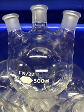 Kimax 500ml 3 Neck Tri Top 19/22 Round Bottom Flask, flasks boiling lab   NICE!!, used for sale  Shipping to South Africa