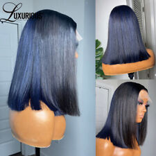 Blue Highlight Bob Pixie Cut Wigs Lace Front Human Hair Wig Remy Hair PrePlucked, used for sale  Shipping to South Africa