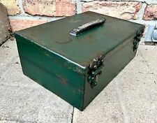 Antiga caixa de armazenamento de metal verde resistente feita à mão vintage , usado comprar usado  Enviando para Brazil