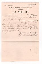1899 MARTIN LUMBER CO LETTERHEAD W/ ENVELOPE BRICK & CEMENT VALPARAISO NE for sale  Shipping to South Africa