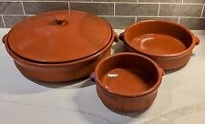 Vintage 4 pc set Mexican Spanish IDG Terracotta Clay Cookware pots pan skillet for sale  Shipping to South Africa