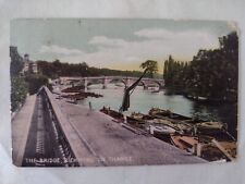 Vintage Postcard the bridge, River Thames Richmond , moored boats, Posted 1906 for sale  Shipping to South Africa