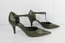 Sapatos de corte vintage Minelli flangeados agora pontiagudos todo couro verde T 37, muito bom estado, comprar usado  Enviando para Brazil