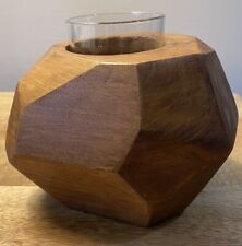 Vintage Wooden Geometric Carved Votive Holder Or Planter, used for sale  Shipping to South Africa