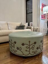 Blue leather ottoman for sale  New York