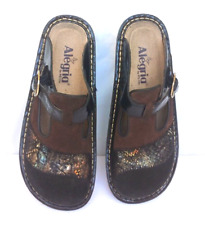Alegria Black and Brown Leather Mule Slip On Shoes ALG-916 Shiny Top Size 6-5-7, used for sale  Shipping to South Africa
