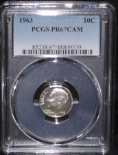 Moneda de diez centavos Roosevelt camafeo PR67 1963 GRADUACIÓN PROFESIONAL (hermosa moneda) segunda mano  Embacar hacia Argentina