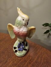 Vintage Ceramic Parrot Cockatoo Figurine Royal Copley Green Yellow Pink MCM, used for sale  Shipping to South Africa