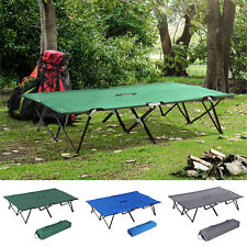 Double Camping Folding Cot Outdoor Portable Sleeping Bed with Carry Bag, used for sale  Shipping to South Africa