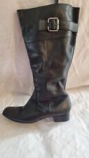 womens black leather boots wide calf for sale  NORTHAMPTON