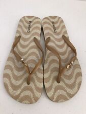 Sandálias chinelos femininas DUMOND bege dourado EUA tamanho 7/8 praia casual comprar usado  Enviando para Brazil