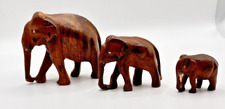 Elephant s/3 Wooden Hand Carved Wood Kenya African Decor Safari Animal Petite for sale  Shipping to South Africa