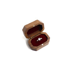 Vintage Walnut Wood Ring Box Earrings Jewelry DIY Display Storage Holder Wedding for sale  Shipping to South Africa