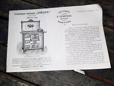 Publicité Cuisinière Fonte Girafe.. A. DEMANGE SAVERNE alsace 1923, occasion d'occasion  Étain