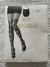 Oroblu Lace Effect Tights Black 20 Den  for sale  Shipping to South Africa